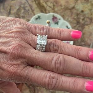 Princess-Cut CZ Bridal Ring Set in Silver